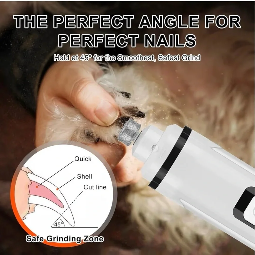 Pet Armour Dog Nail Grinder Quiet Electric LED 2 Speed Rechargeable Pet Grooming